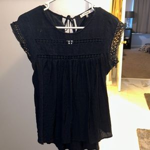 Navy Blue Top with lace detail